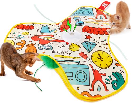 Show full view: Potaroma In-the-Cover Interactive Cat Feather Toy, Yellow slide 7 of 8