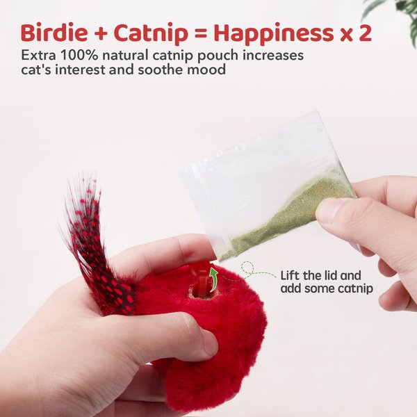 Show full view: Potaroma Chirping Birds Cat Toy with Catnip Silvervine, 2 count slide 6 of 8