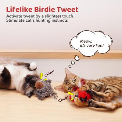 Show full view: Potaroma Chirping Birds Cat Toy with Catnip Silvervine, 2 count slide 2 of 8