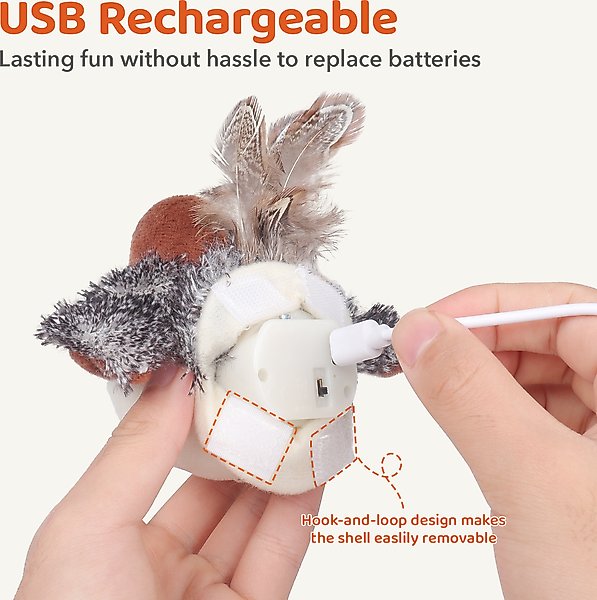 Show full view: Potaroma Rechargeable Flapping Bird Sparrow Cat Toy slide 5 of 7