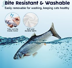 Potaroma Flopping Fish Cat Toy with Silvervine & Catnip, Dark Grey, Dark Grey slide 2 of 6