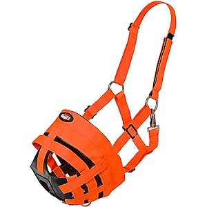 Tough1 Easy Breathe Horse Grazing Muzzle, Orange, Large Horse