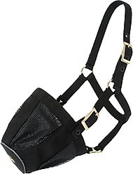 Tough1 Deluxe Nylon Mini Horse Muzzle, Black, Medium