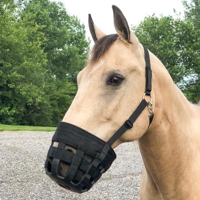 Show full view: Tough1 Poly/Nylon Horse Grazing Muzzle with Halter, Black, Horse slide 3 of 3