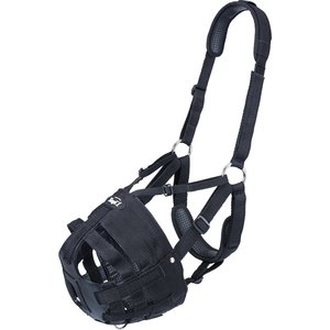 Tough1 Deluxe Easy Breathe V-Nose Horse Grazing Muzzle, Black, Large Horse