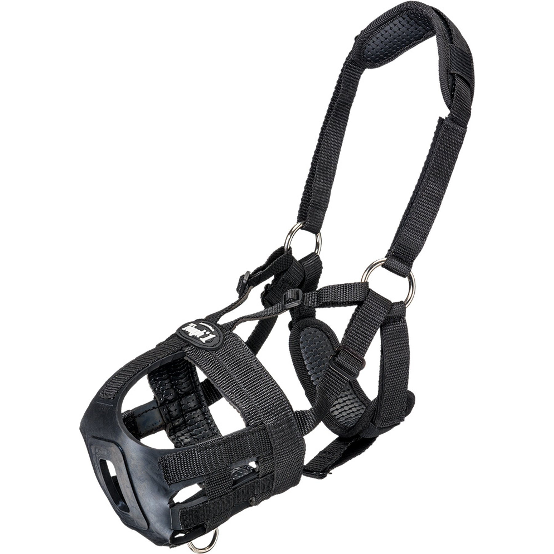 Tough1 Deluxe Easy Breathe V-Nose Horse Grazing Muzzle, Black, Pony