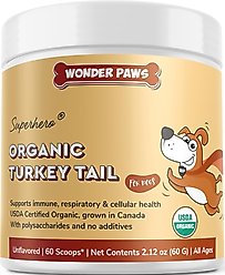 Wonder Paws Superhero Organic Turkey Tail Mushroom Powder Supplement for Dogs, 2.12-oz jar