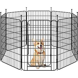Yaheetech Foldable Dog Playpen, Black, 8-Panel, 31.5-in