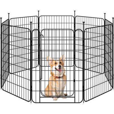 Yaheetech Yaheetech Foldable Dog Playpen, Black, 8-Panel, 31.5-in