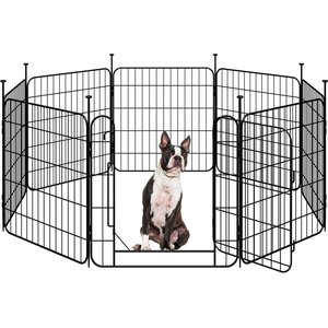 Yaheetech Foldable Dog Playpen, Black, 8-Panel, 24-in