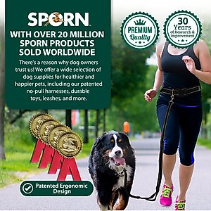 Sporn Run-Together Hands-Free Dog Jogging Belt & Leash, Black, Standard