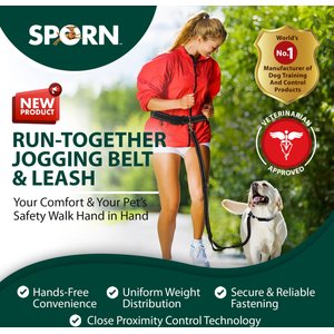 Sporn Run-Together Hands-Free Dog Jogging Belt & Leash, Black, Standard