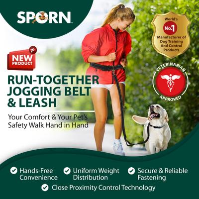 Show full view: Sporn Run-Together Hands-Free Bungee Comfort Added Features Jogging Belt & Leash, Black, Standard slide 2 of 9