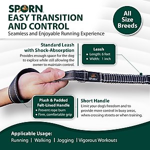 Sporn Run-Together Hands-Free Dog Jogging Belt & Leash, Black, Standard