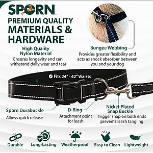 Sporn Run-Together Hands-Free Dog Jogging Belt & Leash, Black, Standard