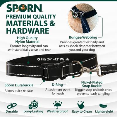 Show full view: Sporn Run-Together Hands-Free Bungee Comfort Added Features Jogging Belt & Leash, Black, Standard slide 4 of 9