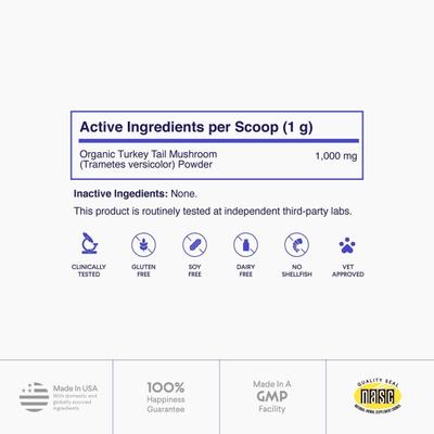 Show full view: Wonder Paws Superhero Organic Turkey Tail Mushroom Powder Supplement for Dogs, 2.12-oz jar slide 6 of 11