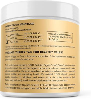 Show full view: Wonder Paws Superhero Organic Turkey Tail Mushroom Powder Supplement for Dogs, 2.12-oz jar slide 4 of 11