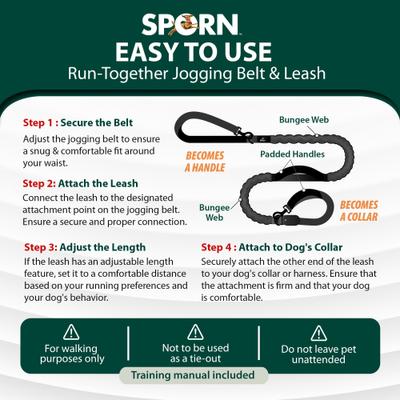 Show full view: Sporn Run-Together Hands-Free Bungee Comfort Added Features Jogging Belt & Leash, Black, Standard slide 6 of 9