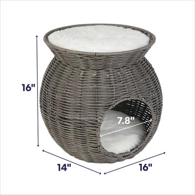 Show full view: Frisco Round Wicker Cat Condo with Top Perch, Gray slide 2 of 6