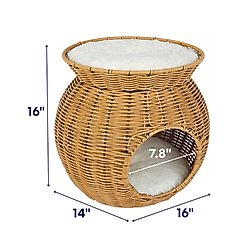 Frisco Round Wicker Cat Condo with Top Perch, Natural slide 2 of 4
