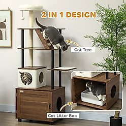 PawHut 68.5-in Cat Tree with Litter Box Enclosure slide 2 of 9