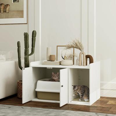 Show full view: PawHut Furniture Style Hidden Cat Litter Box Enclosure slide 2 of 10