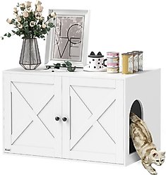 PawHut Barn Door Furniture Style Cat Litter Box Enclosure