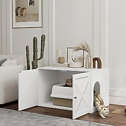 PawHut Barn Door Furniture Style Cat Litter Box Enclosure slide 2 of 9