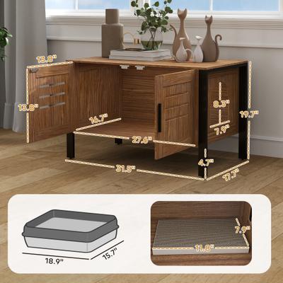 Show full view: PawHut Furniture Style Cabinet Cat Litter Box Enclosure slide 3 of 9