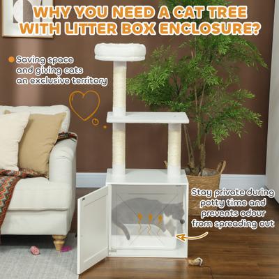 Show full view: PawHut 49-in Cat Tree with Litter Box Enclosure slide 6 of 11