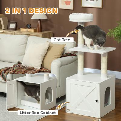 Show full view: PawHut 49-in Cat Tree with Litter Box Enclosure slide 5 of 11