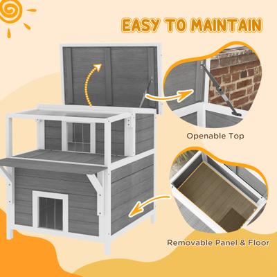 Show full view: PawHut Outdoor Cat House with Balcony slide 6 of 9