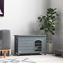 PawHut Wooden Decorative Dog Crate, Gray, 31.5 inch slide 2 of 9