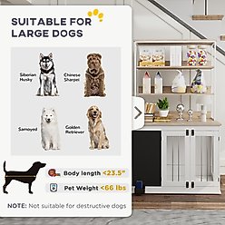 PawHut Side Table with Storage Furniture Style Dog Crate, White, 39 inch slide 2 of 9