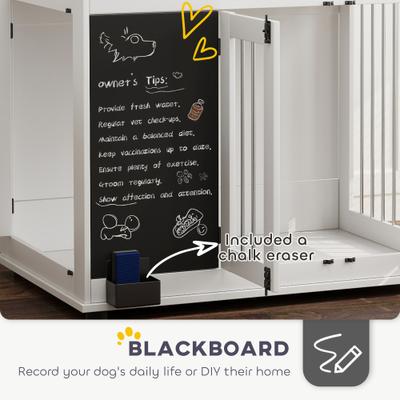 Show full view: PawHut Side Table with Storage Furniture Style Dog Crate, White, 39 inch slide 4 of 9