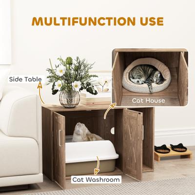 Show full view: PawHut End Table Cat Litter Box Enclosure slide 5 of 10