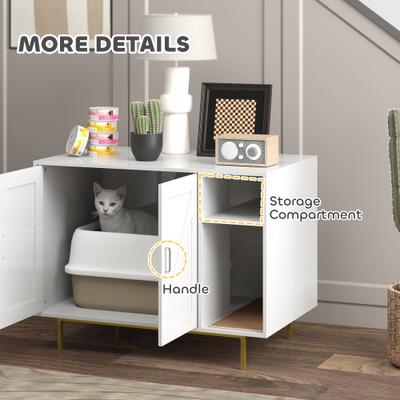 Show full view: PawHut Side Table Cat Litter Box Enclosure slide 7 of 10