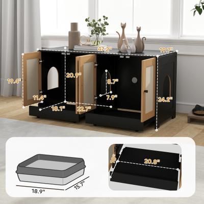 Show full view: PawHut Cabinet Cat Litter Box Enclosure slide 3 of 9