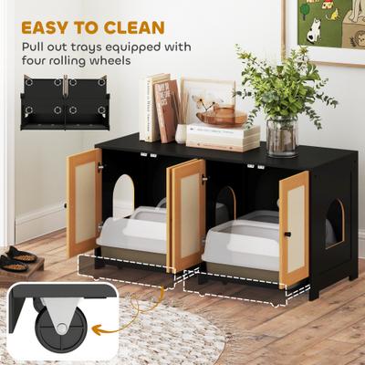Show full view: PawHut Cabinet Cat Litter Box Enclosure slide 6 of 9