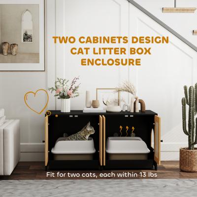 Show full view: PawHut Cabinet Cat Litter Box Enclosure slide 4 of 9