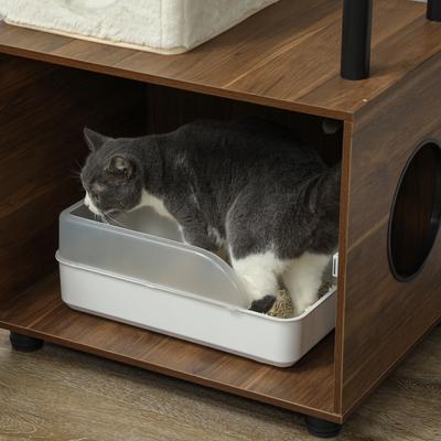 Show full view: PawHut 68.5-in Cat Tree with Litter Box Enclosure slide 9 of 9