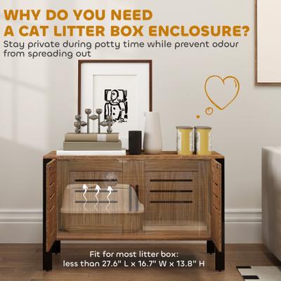 Show full view: PawHut Furniture Style Cabinet Cat Litter Box Enclosure slide 5 of 9