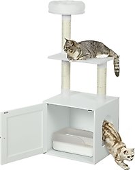 PawHut 49-in Cat Tree with Litter Box Enclosure