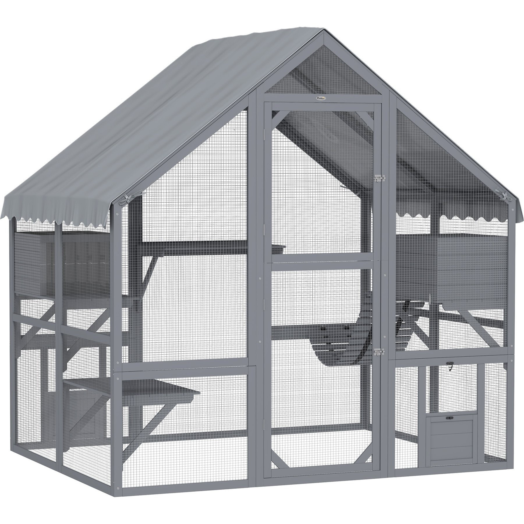 PawHut 73-in Catio Outdoor Wooden Cat House