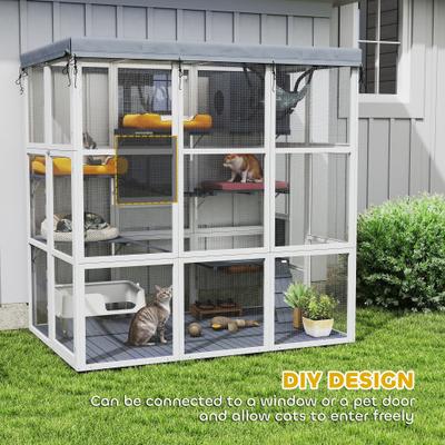 Show full view: PawHut 70-in Outdoor Catio Cat House slide 6 of 10