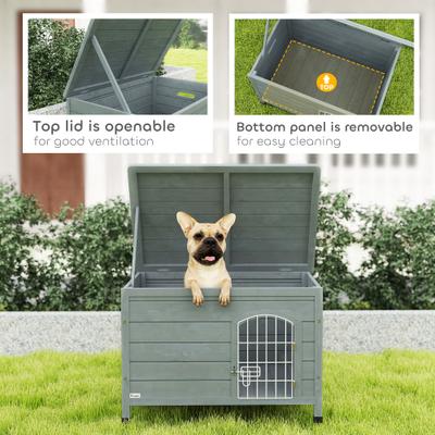 Show full view: PawHut Wooden Decorative Dog Crate, Gray, 31.5 inch slide 5 of 9