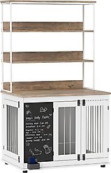 PawHut Side Table with Storage Furniture Style Dog Crate, White, 39 inch
