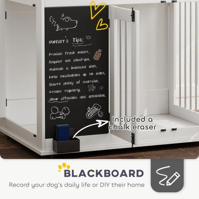 Show full view: PawHut 3 Door Side Table Furniture Style Dog Crate, White, 39 inch slide 7 of 9