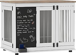 PawHut 3 Door Side Table Furniture Style Dog Crate, White, 39 inch